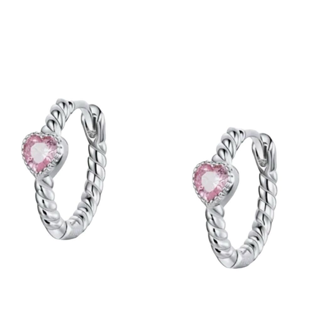 The Tiniest Pink Heart Dainty Hoop Huggie micro earrings